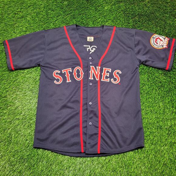 VTG 2005 Rolling Stones Boston Baseball Jersey Mens L/XL Oversized Baggy - Picture 1 of 10